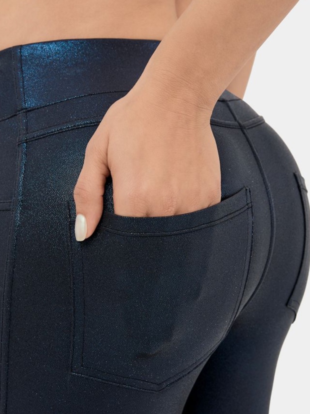 SoftlyZero™ Faux Leather High Waisted Pocket Work Leggings - Picture 7 of 10